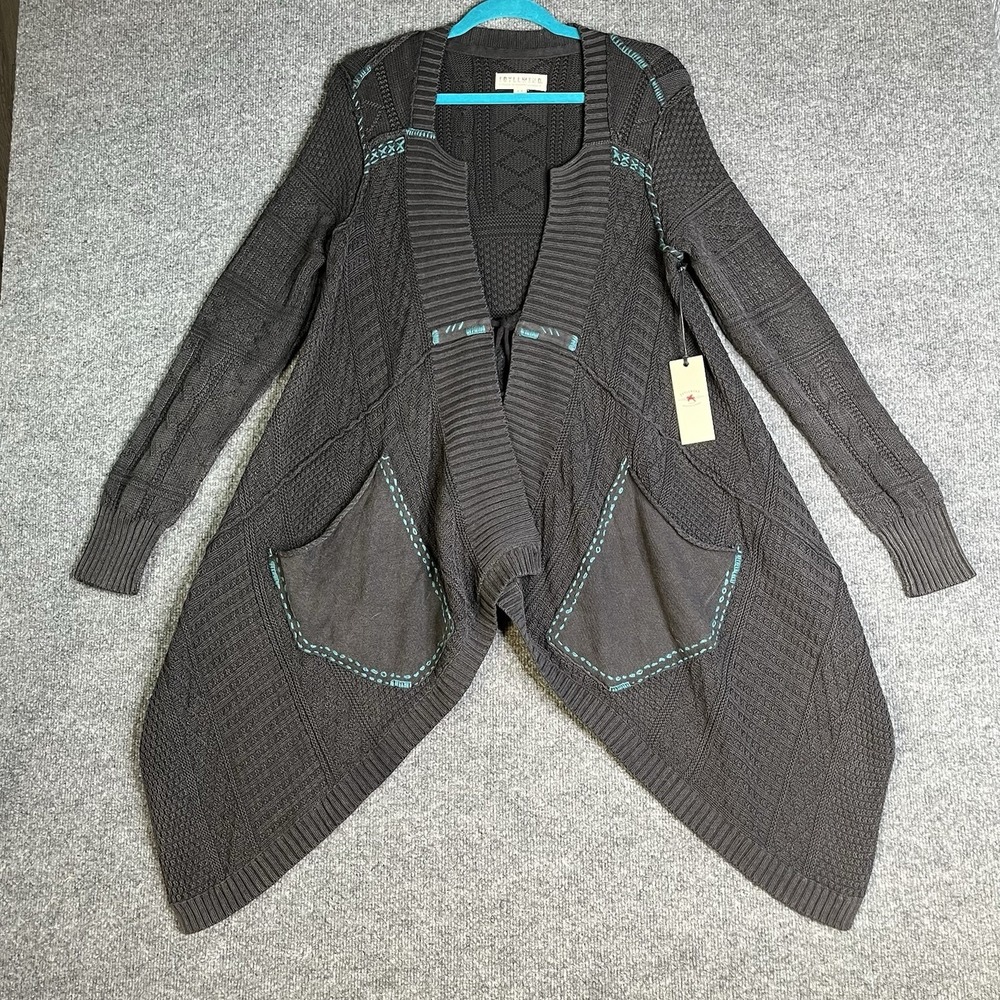 Idyllwind By‎ Miranda Lambert Asymmetrical Cardigan Small Grey Heather Boho NEW